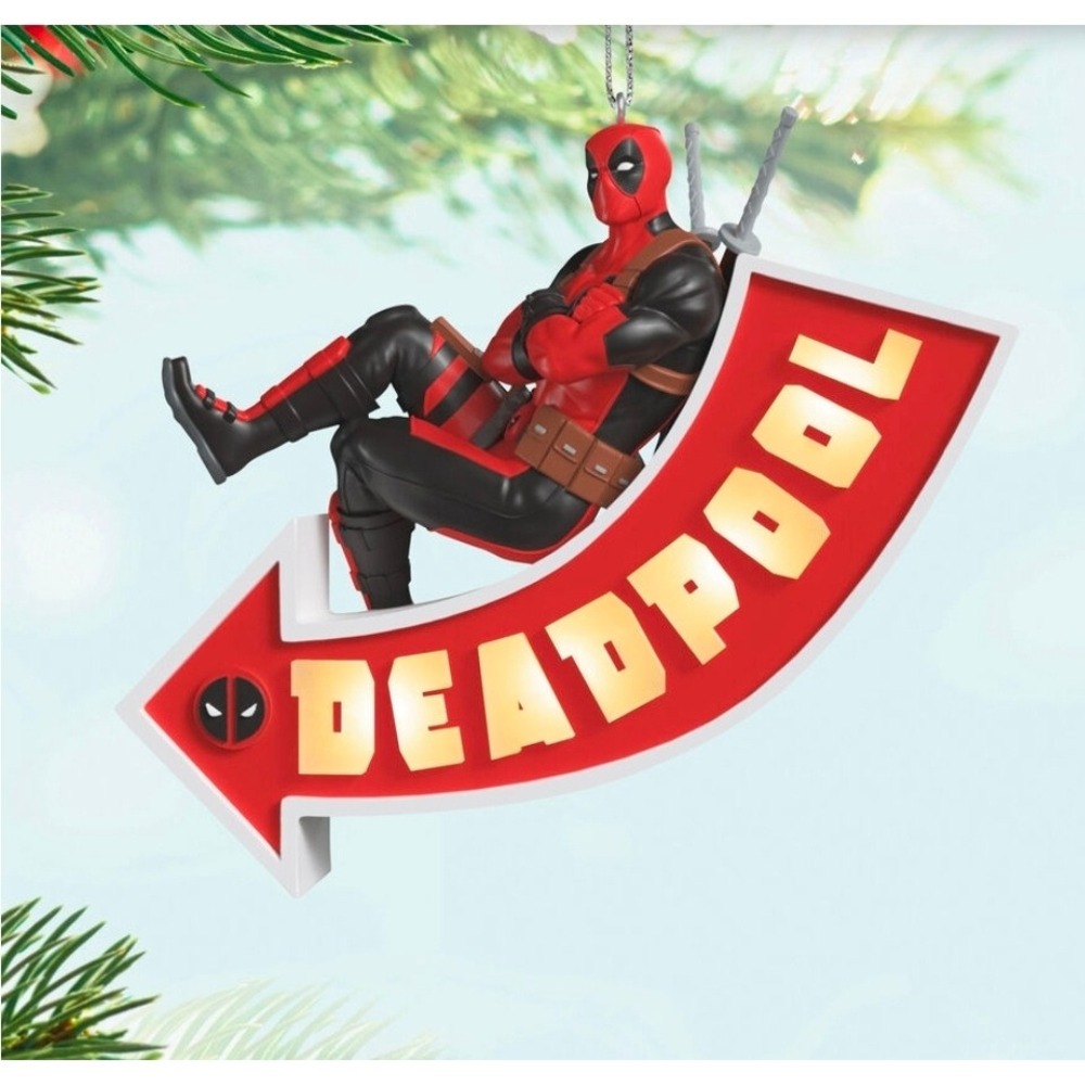 Hallmark NEW Deadpool It's a Sign Magic Light Ornament Marvel 2025 Superhero